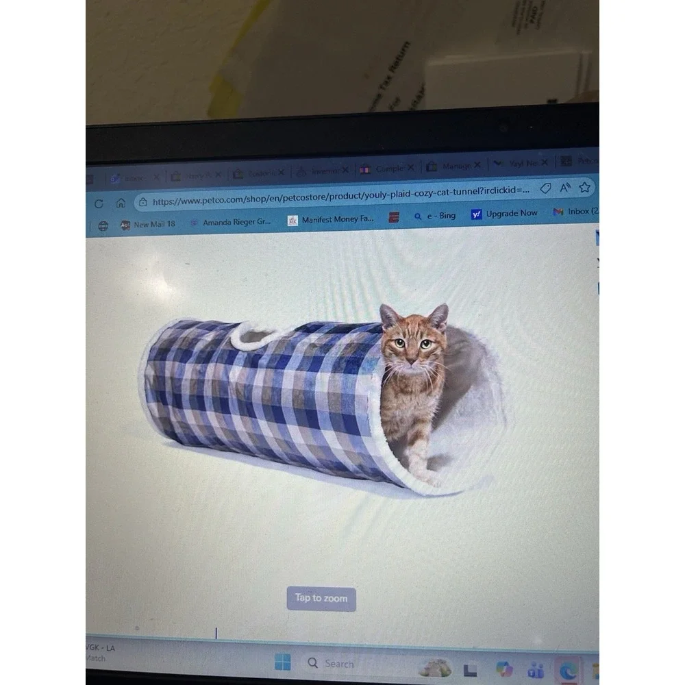 YOULY Plaid Cozy Cat Tunnel NEW